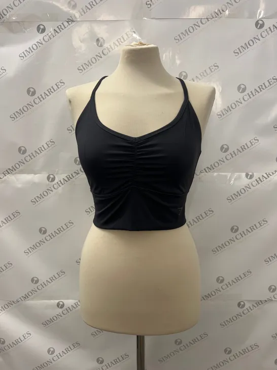 GYMSHARK ELEVATE LONGLINE SPORTS BRA IN BLACK SIZE M