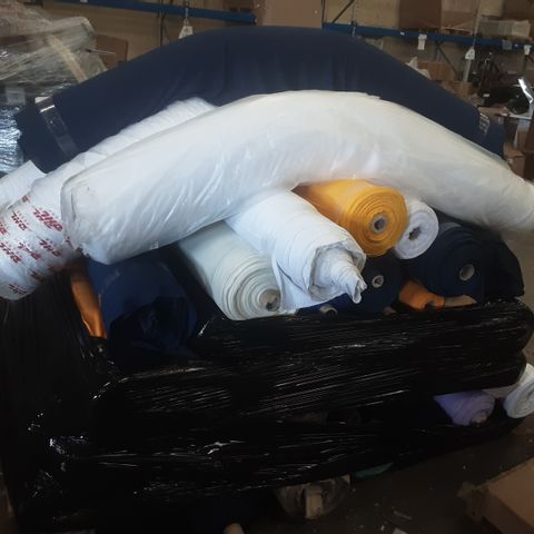 PALLET OF APPROXIMATELY 36 LARGE ROLLS OF ASSORTED POLYESTER FOOTBALL SHIRT MATERIAL 