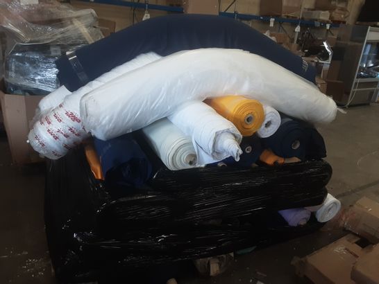 PALLET OF APPROXIMATELY 36 LARGE ROLLS OF ASSORTED POLYESTER FOOTBALL SHIRT MATERIAL 
