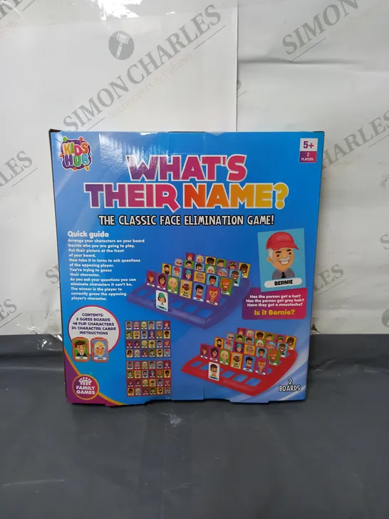 BOXED KID'S HUB WHAT'S THEIR NAME? FACE ELIMINATION GAME