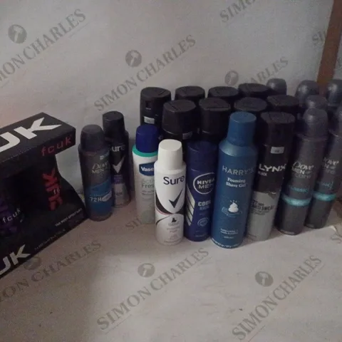 LOT OF HOUSEHOLD ITEMS TO INCLUDE DOVE CLASIC ANTI-PERSPIRANT , SURE MEN 48H ANTI-PERSPIRANT