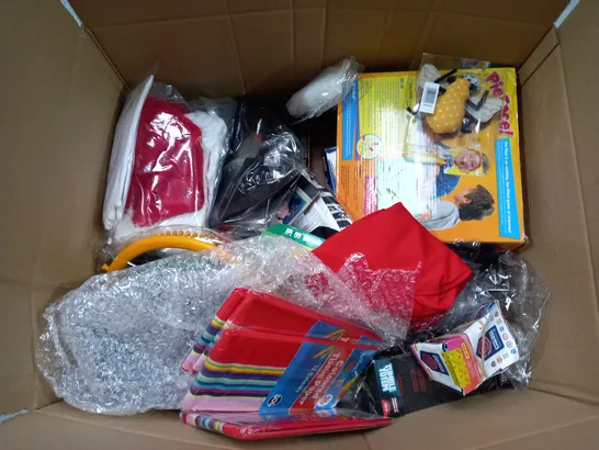 BOX OF APPROX 25 ASSORTED TOYS TO INCLUDE - WENTWORTH WINTER FOX JIGSAW - SUKI PLUSHIE DOG - CRAFTY COLOURED TISSUE PAPER ECT