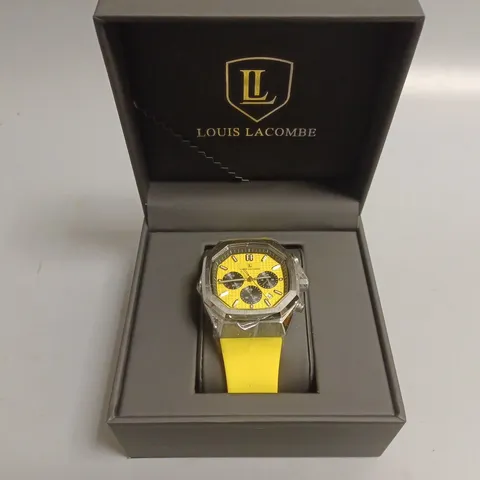 MENS LOUIS LACOMBE CHRONGRAPH WATCH – 3 SUB DIALS – YELLOW