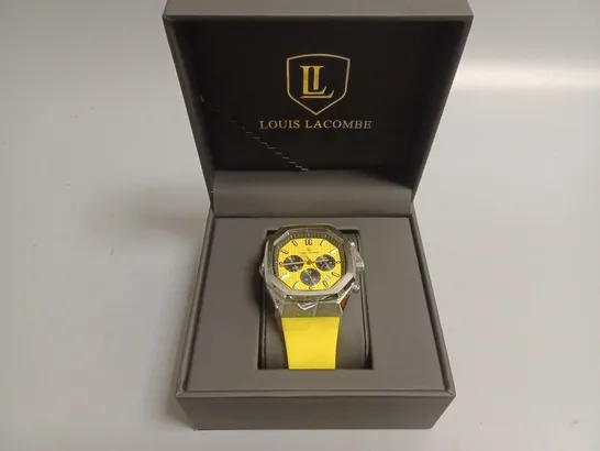MENS LOUIS LACOMBE CHRONGRAPH WATCH – 3 SUB DIALS – YELLOW