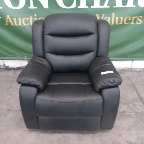 DESIGNER BLACK FAUX LEATHER MANUAL RECLINING ARMCHAIR