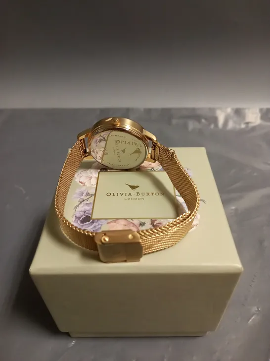 OLIVIA BURTON WHITE DIAL ROSE GOLD MESH STRAP WATCH