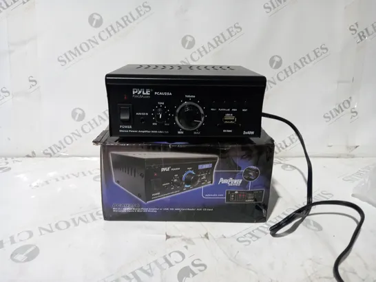 BOXED PYLE MINI STEREO POWER AMPLIFIER USB/SD/MMC CARD READER AUX/CD INPUT PCAU25A