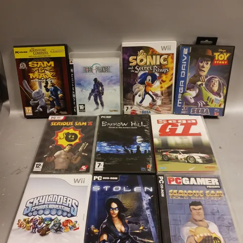 10 X ASSORTED RETRO VIDEO GAMES TO INCLUDE TOY STORY, SERIOUS SAM, SEGA GT ETC 