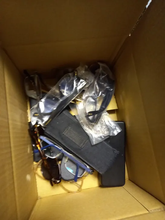 BOX OF APPROXIMATELY 10 PAIRS OF GLASSES/SUNGLASSES TO INCLUDE PLT, HALSTROM, LYLE & SCOTT ETC