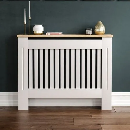 BOXED VIDA DESIGNS ARLINGTON SMALL RADIATOR COVER - WHITE & OAK