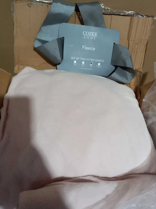 COZEE HOME FLEECE SET OF TWO FITTED SHEETS- KING SIZE ROSE