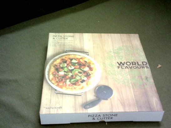 WORLD OF FLAVOURS PIZZA STONE AND CUTTER