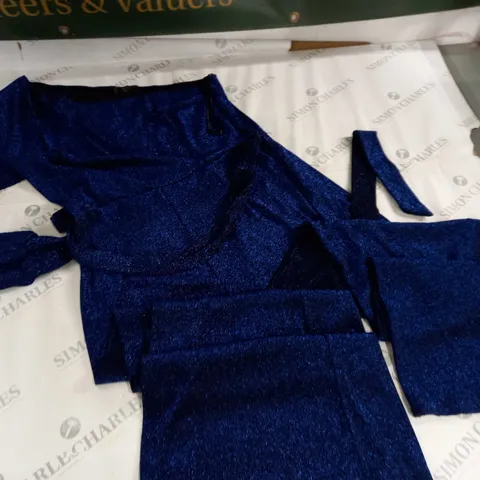 AX PARIS BLUE GLITTER ONE SHOULDER PLAYSUIT - 16