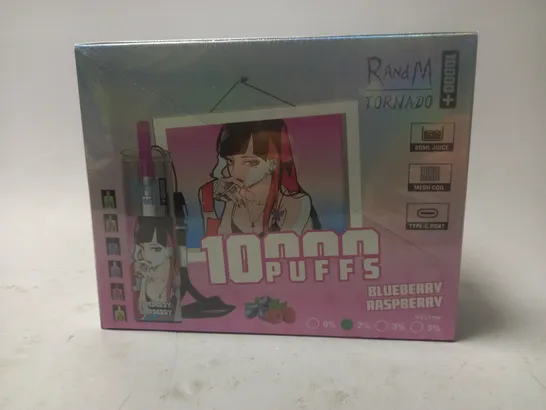 SEALED AND BOXED R AND M TORNADO DISPOSABLE VAPES - BLUEBERRY RASPBERRY - 10 PER BOX