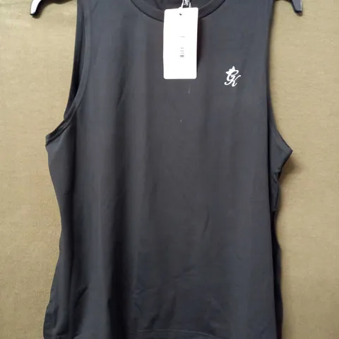 GYMKING 365 SLIM HEM VEST IN BLACK - UK 10