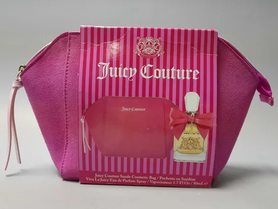 BOXED JUICY COUTURE SUEDE COSMETIC BAG