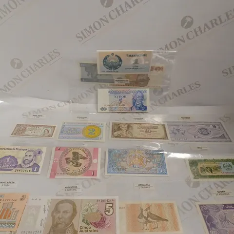 COLLECTION OF APPROX 15 ASSORTED BANK NOTES FROM ASSORTED COUNTRIES