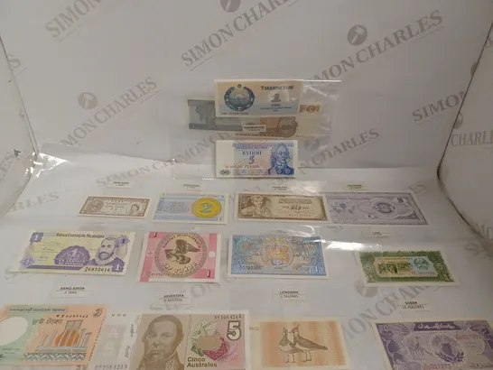 COLLECTION OF APPROX 15 ASSORTED BANK NOTES FROM ASSORTED COUNTRIES