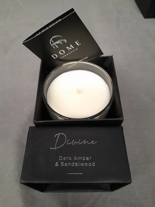 BOXED DOME HARROGATE DARK AMBER AND SANDALWOOD SCENTED CANDLE