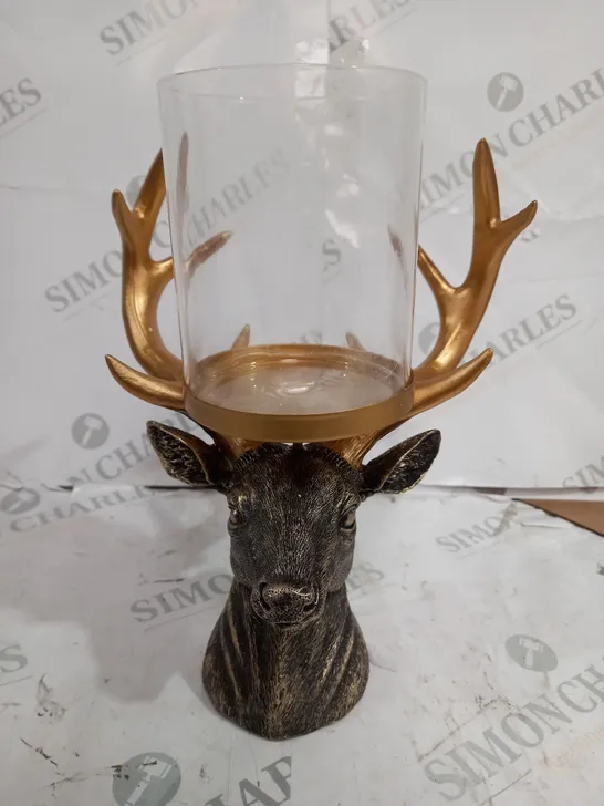 BOXED GOLDEN STAG CANDLE HOLDER 