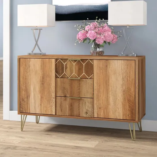 BOXED XAVIER 114 CM WIDE 3 DRAWER SIDEBOARD - MANGO (2 BOXES)