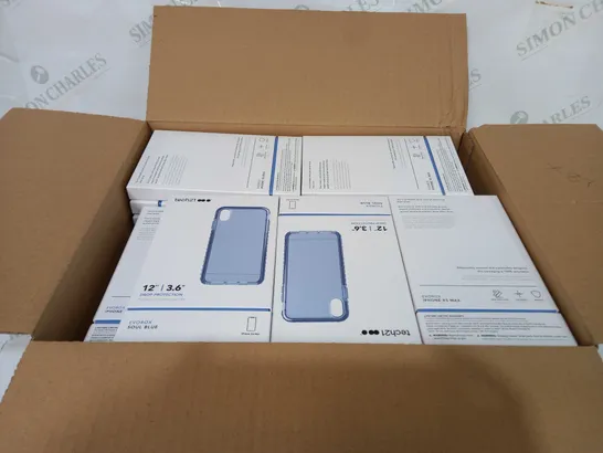 BOX OF 87 BRAND NEW TECH 21 12FT DROP PROTECTION EVOROX SOUL BLUE IPHONE X MAX PHONE CASES