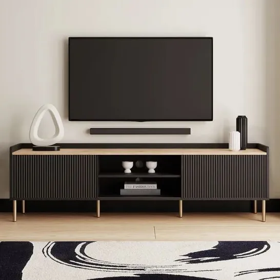 BOXED GEORGI EXTRA WIDE TV UNIT IN BLACK (1 BOX)