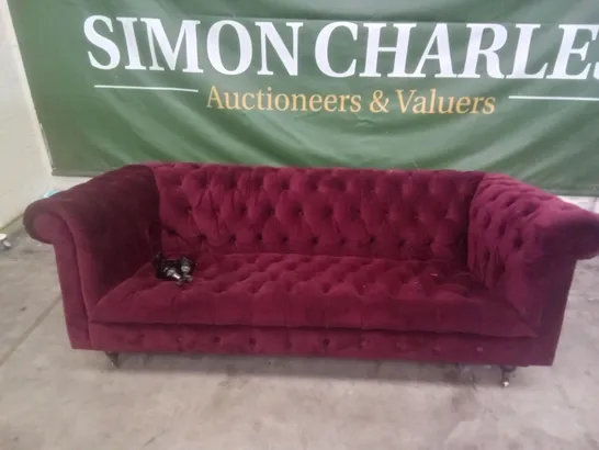 3 SEATER SOFA - WINE RED FABRIC 