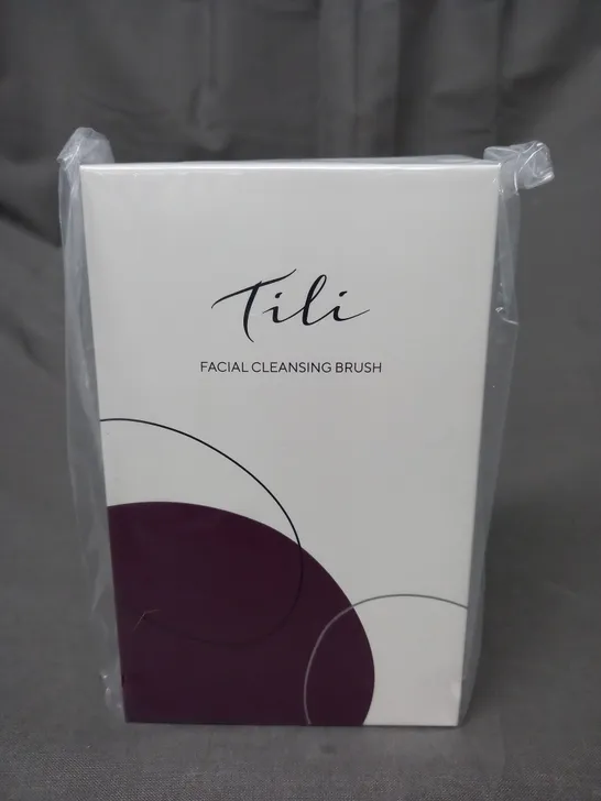 BOXED TILI RECHARGEABLE VARIABLE SPEED SILICONE FACIAL CLEANSING BRUSH - PLUM