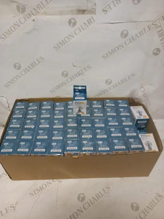 LOT TO CONTAIN 96 CROMPTON ROUND ES-E27 18W 240V CLEAR GLASS 2700K WARM WHITE LIGHT BULBS