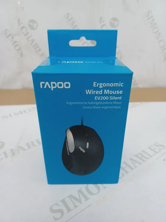 SEALED RAPOO ERGONOMIC WIRED MOUSE EV200 SILENT