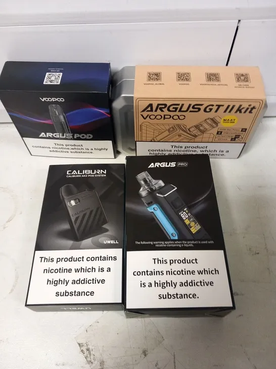 APPROXIMATELY 23 ASSORTED E-CIGARETTES AND E-CIGARETTE PARAPHERNALIA TO INCLUDE; VOOPOO, CALIBURN AND OXVA