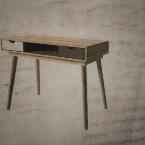 BOXED SCANDI OAK DESK 1 GREY 1 WHITE DRAWER