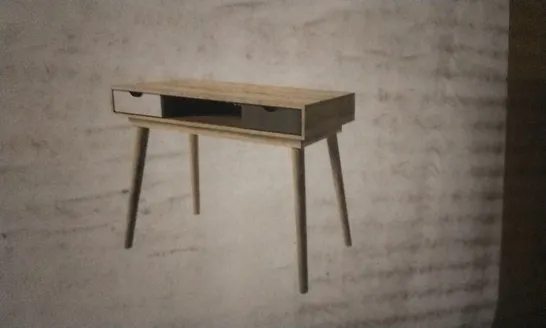 BOXED SCANDI OAK DESK 1 GREY 1 WHITE DRAWER