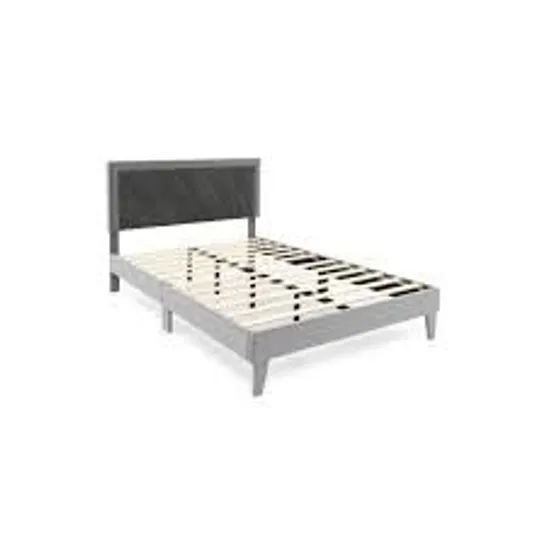 BOXED GREY PLATFORM BED WITH HIGH HEADBOARD  // SIZE UNSPECIFIED (1 BOX)