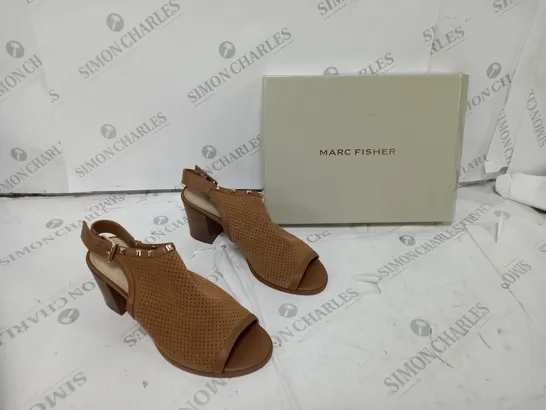 MARC FISHER MEDIUM BROWN SUEDE SANDAL SIZE 7 BOXED 