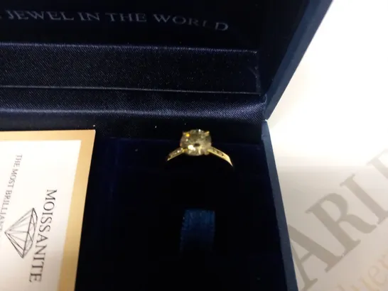 BOXED MOISSANITE 9CT YELLOW GOLD RING