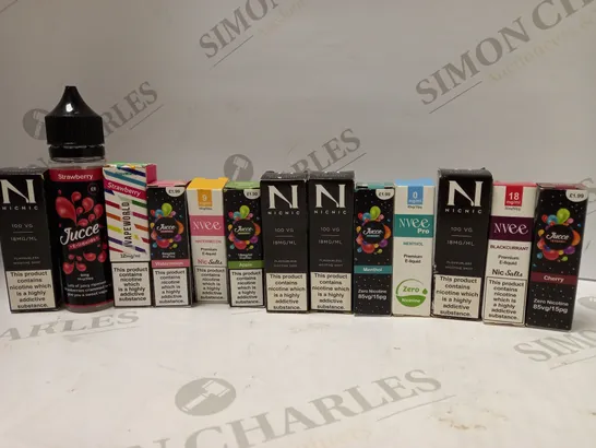 LOT OF APPROX 30 ASSORTED E-CIGARETTE LIQUIDS IN VARIOUS STRENGTHS AND FLAVOURS 