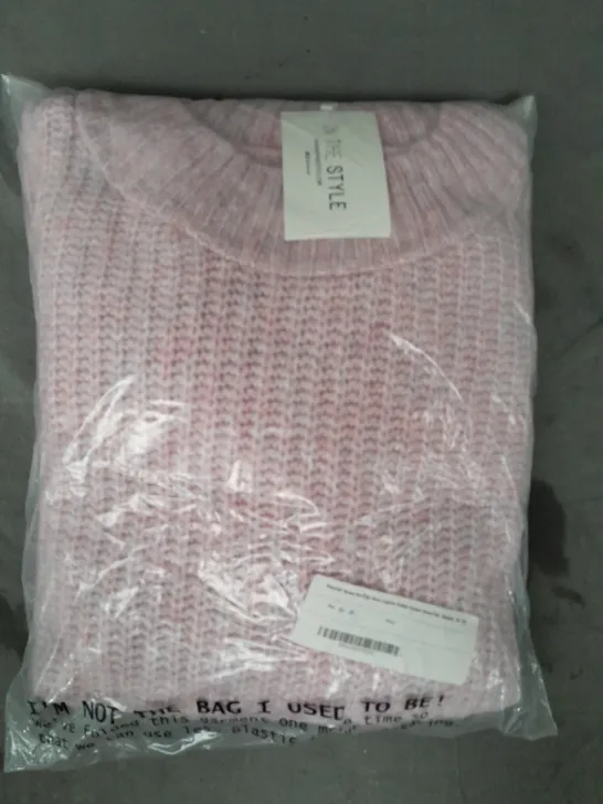 IN THE STYLE HIGH NECK LONGLINE KNITTED JUMPER DRESS IN PINK SIZE 26-28