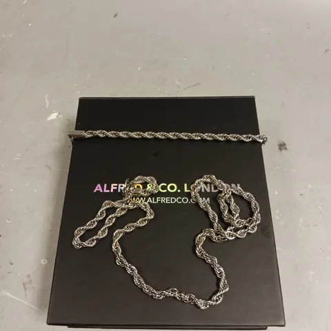 ALFRED & CO LONDON ROPE DESIGN SILVER NECKLACE & BRACELET 