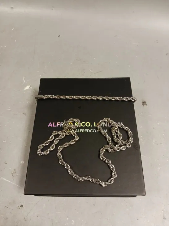 ALFRED & CO LONDON ROPE DESIGN SILVER NECKLACE & BRACELET 