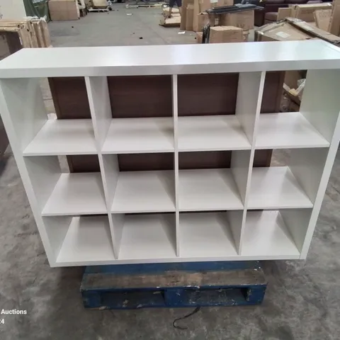 PALLET CONTAINING A LARGE 2 DOOR CABINET AND A 12 SPACE WHITE STORAGE UNIT