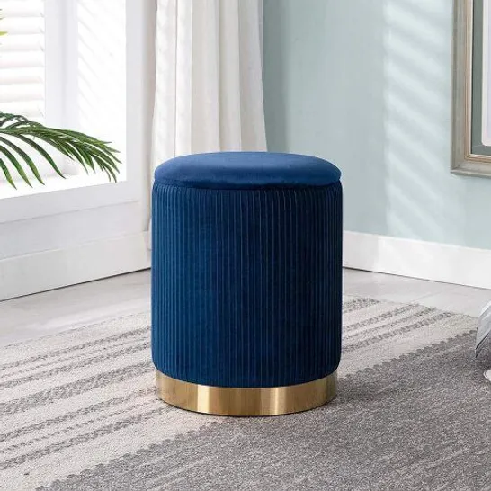 BOXED BLUE FABRIC MEDIUM  STORAGE STOOL (1 BOX)