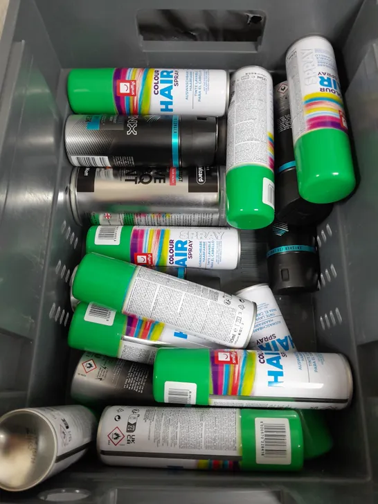 APPROXIMATELY 10 ASSORTED AEROSOLS TO INCLUDE DRY SHAMPOO , BBQ PAINT , LYNX BODY SPRAY , ETC 