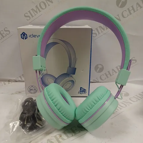 BOXED ICLEVER GREEN/PURPLE WIRELESS HEADPHONES 