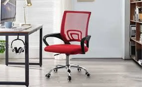 BOXED RED CUSHIONED MESH OFFICE SWIVEL CHAIR 