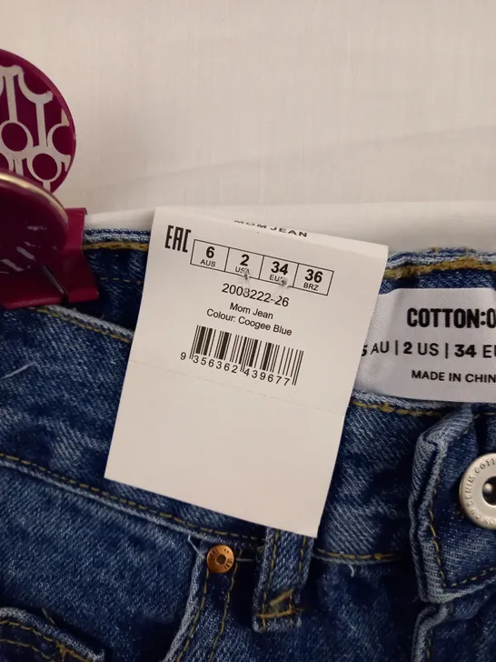 BOX OF APPROX 20 COTTON ON MOM JEANS IN GOOGEE BLUE EU 34