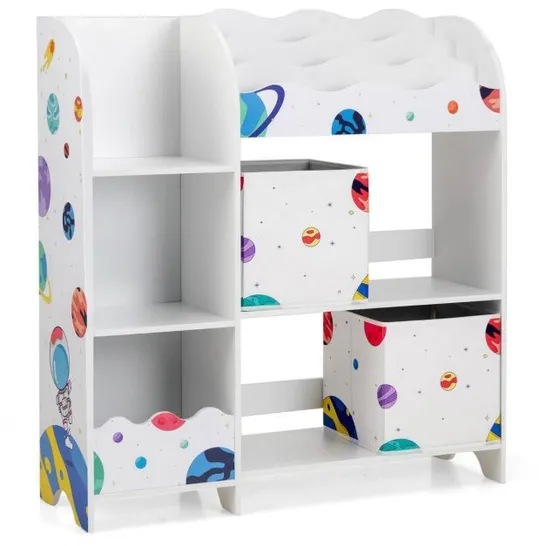 BOXED COSTWAY KIDS BOOKCASE 3-TIER TOY STORAGE CUBBY WOODEN DISPLAY RACK CABINET