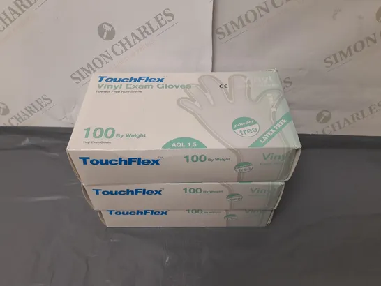 LOT OF 3 BOXES OF TOUCHFLEX VINYL EXAM GLOVES LARGE
