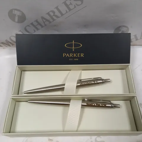 2 ASSORTED PERSONALISED PARKER PENS 